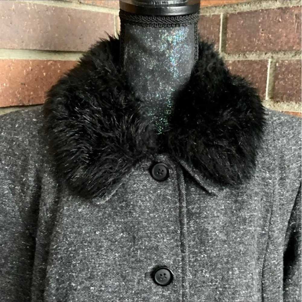 Frenchi Black & Gray Tweed Wool Coat w/F - image 5