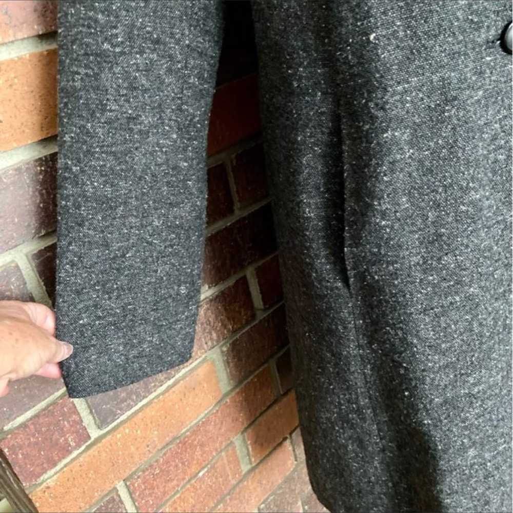 Frenchi Black & Gray Tweed Wool Coat w/F - image 7