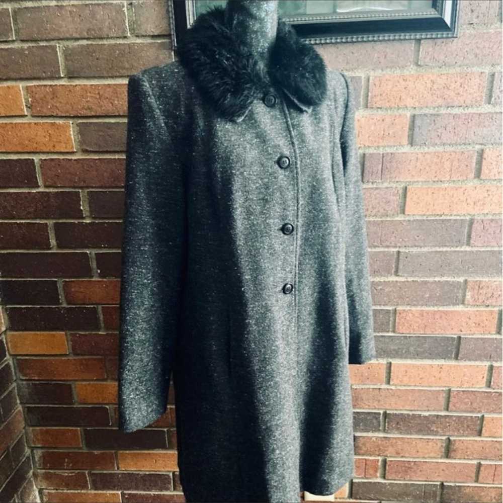 Frenchi Black & Gray Tweed Wool Coat w/F - image 8