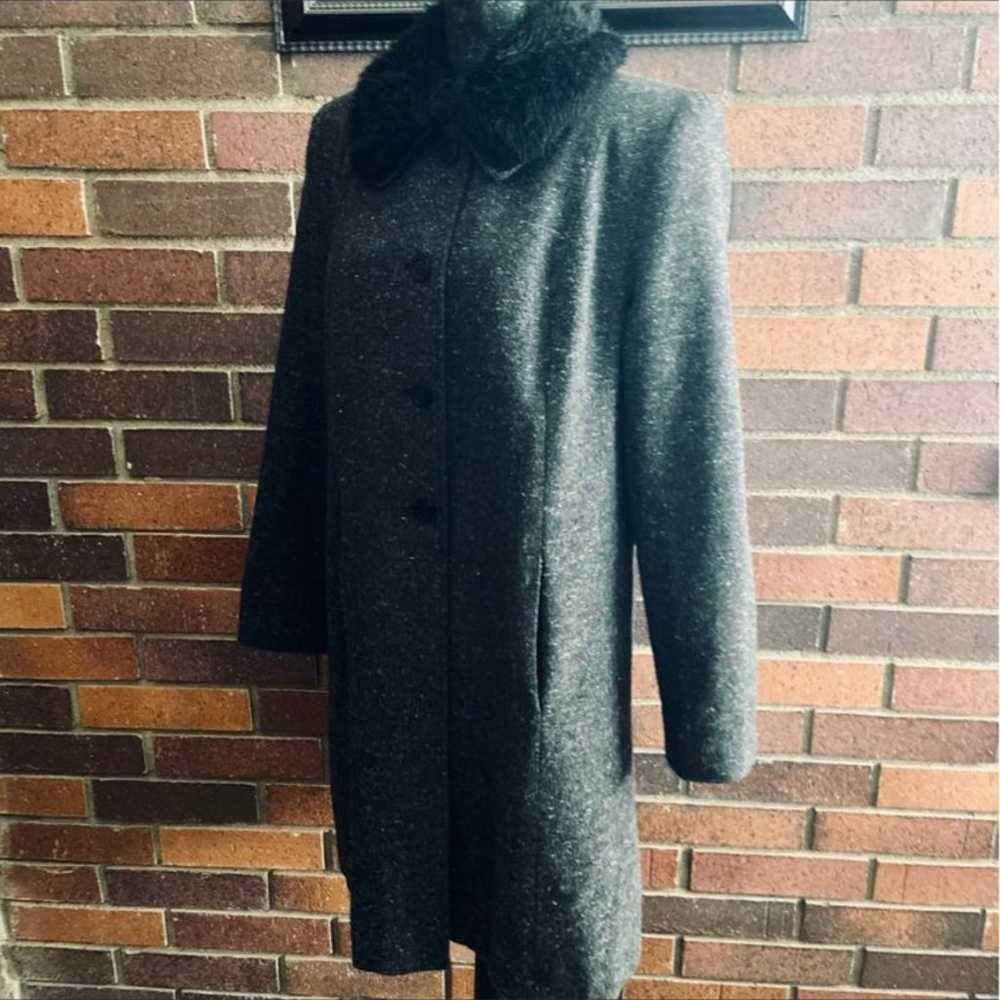 Frenchi Black & Gray Tweed Wool Coat w/F - image 9