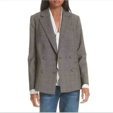 Frame Plaid Double Breasted Wool Blazer Jacket