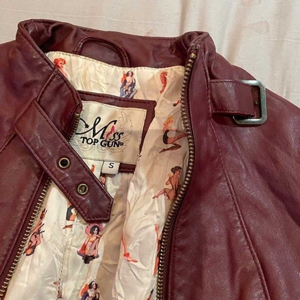 Miss Top Gun 100% Genuine Leather Red Jacket! - P… - image 4