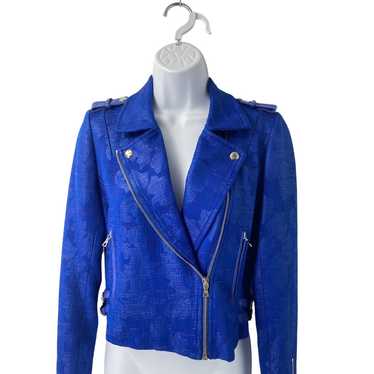 Alexis Cobalt Blue Motorcycle Cropped Jacket Small - image 1