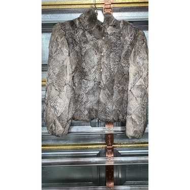 Vintage 80's Grey Rabbit Fur Bomber Jacket Size S - image 1