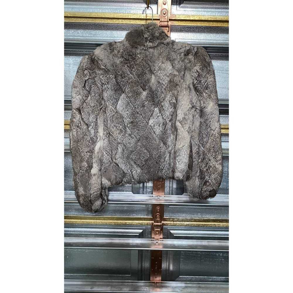 Vintage 80's Grey Rabbit Fur Bomber Jacket Size S - image 2