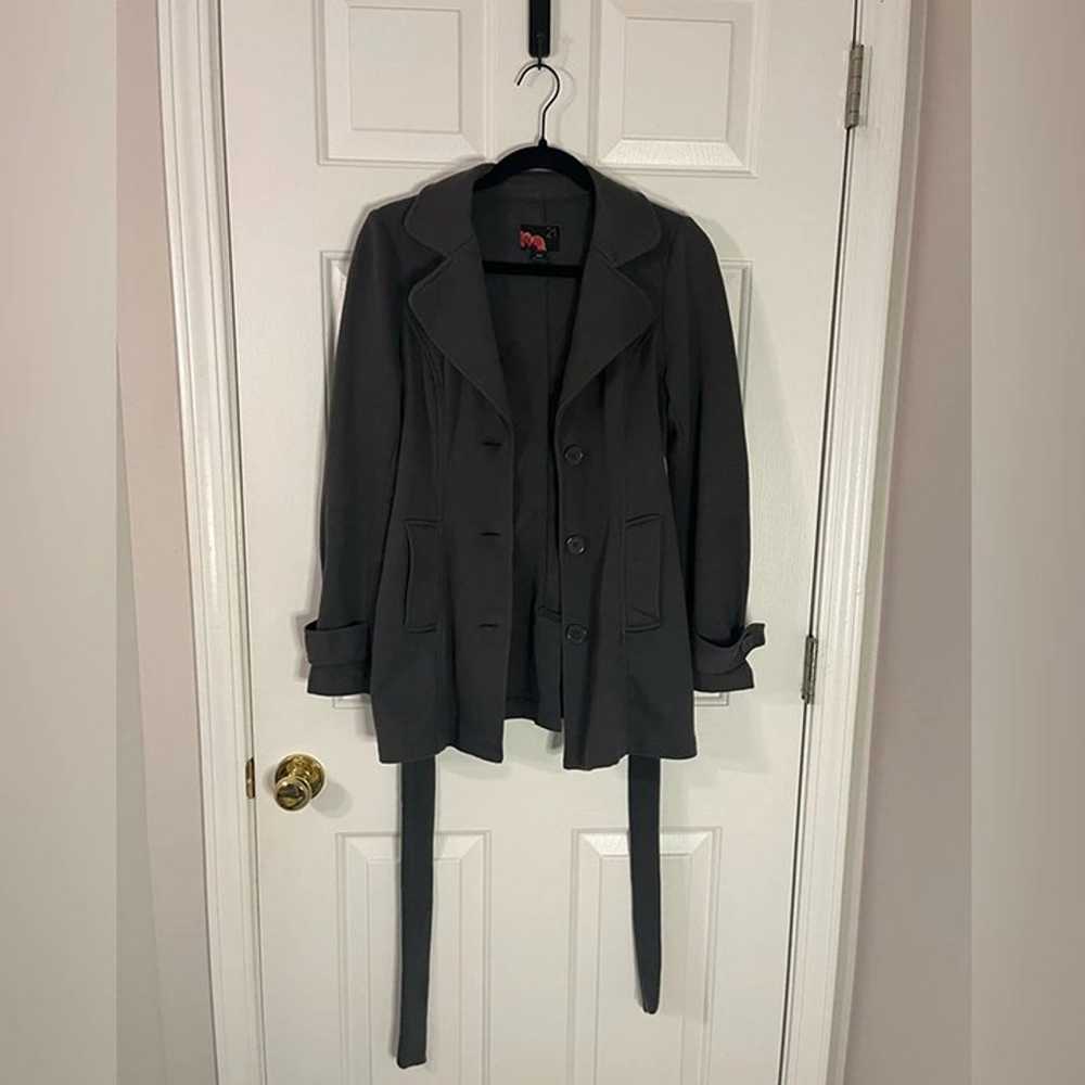 Lightweight sweatshirt trench coat in charcoal gr… - image 3
