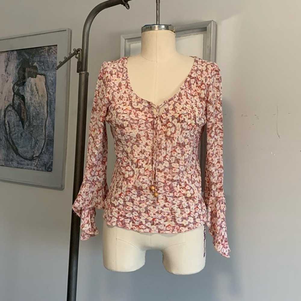 Vintage Clio Bell Sleeve Floral Top - image 1