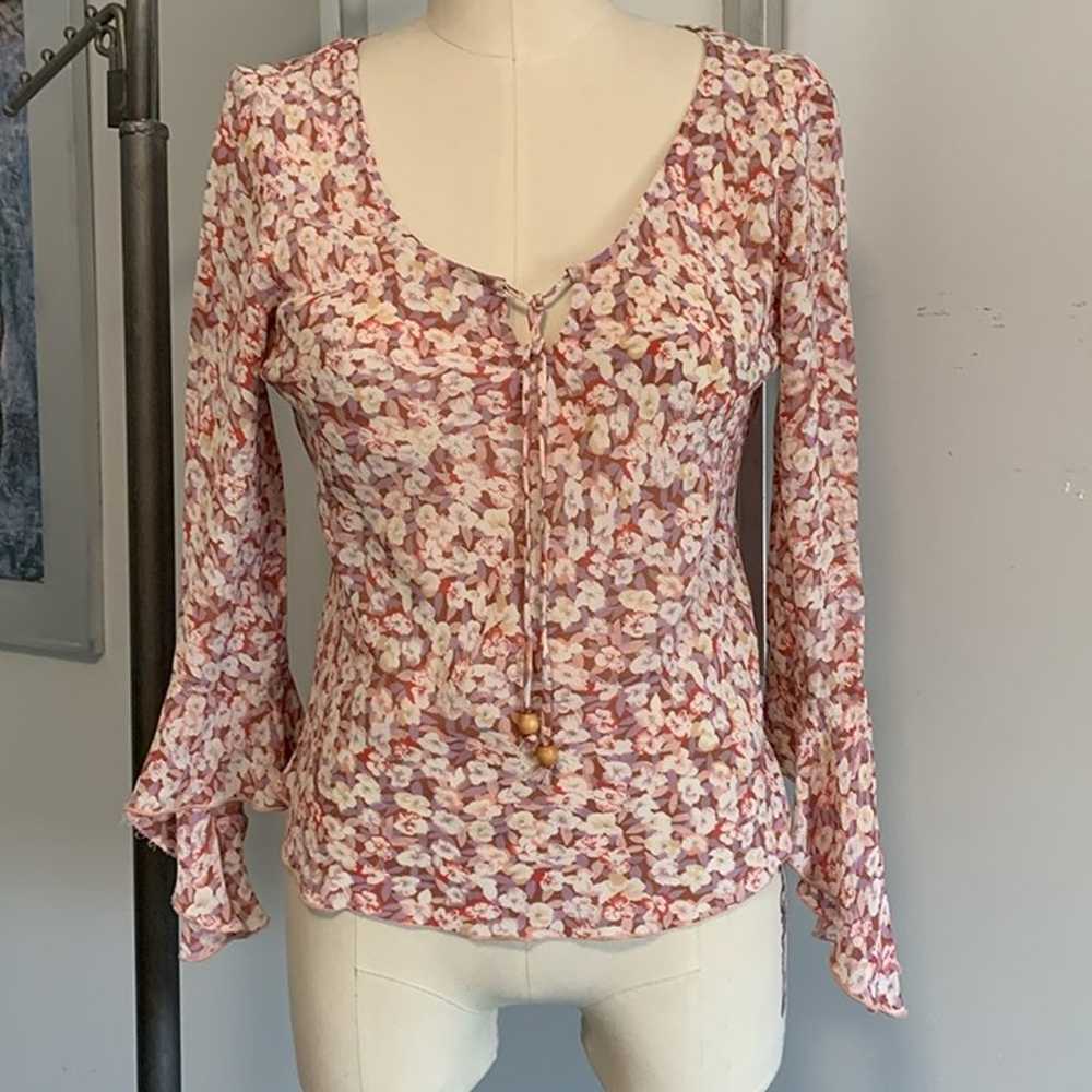 Vintage Clio Bell Sleeve Floral Top - image 2