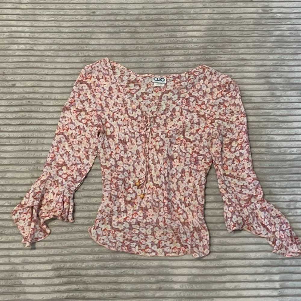 Vintage Clio Bell Sleeve Floral Top - image 4