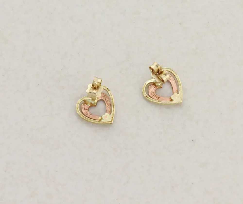 14k Yellow Gold & Rose Gold Heart Earrings Stud P… - image 10