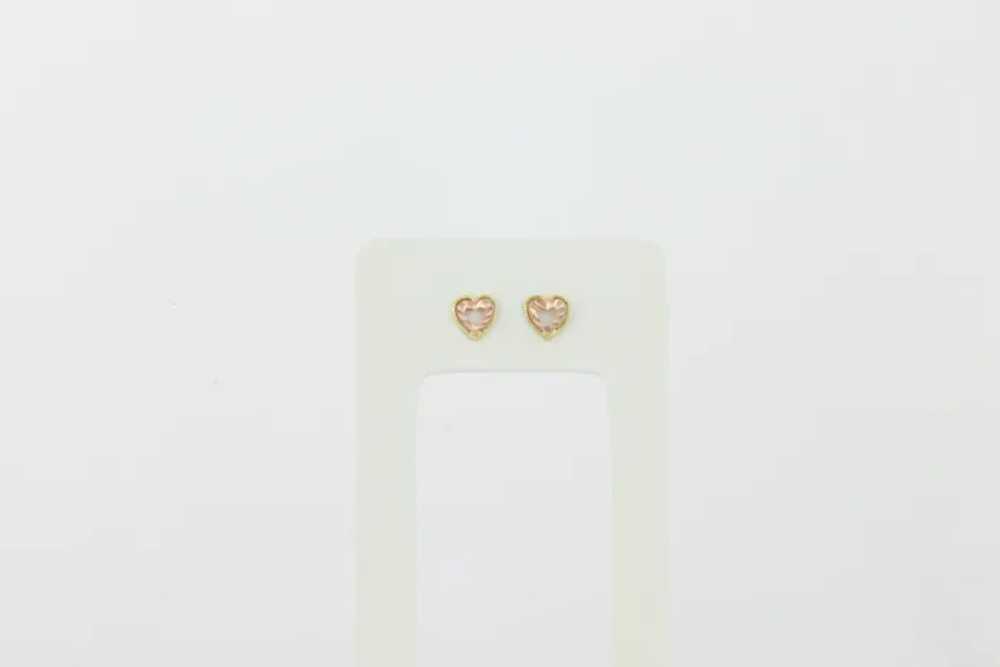 14k Yellow Gold & Rose Gold Heart Earrings Stud P… - image 6