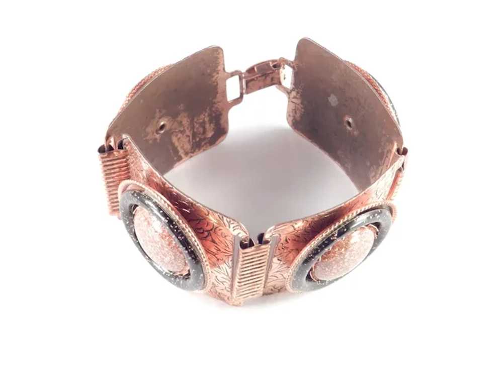 Copper Goldstone Cabochon Wide Link Bracelet - image 6