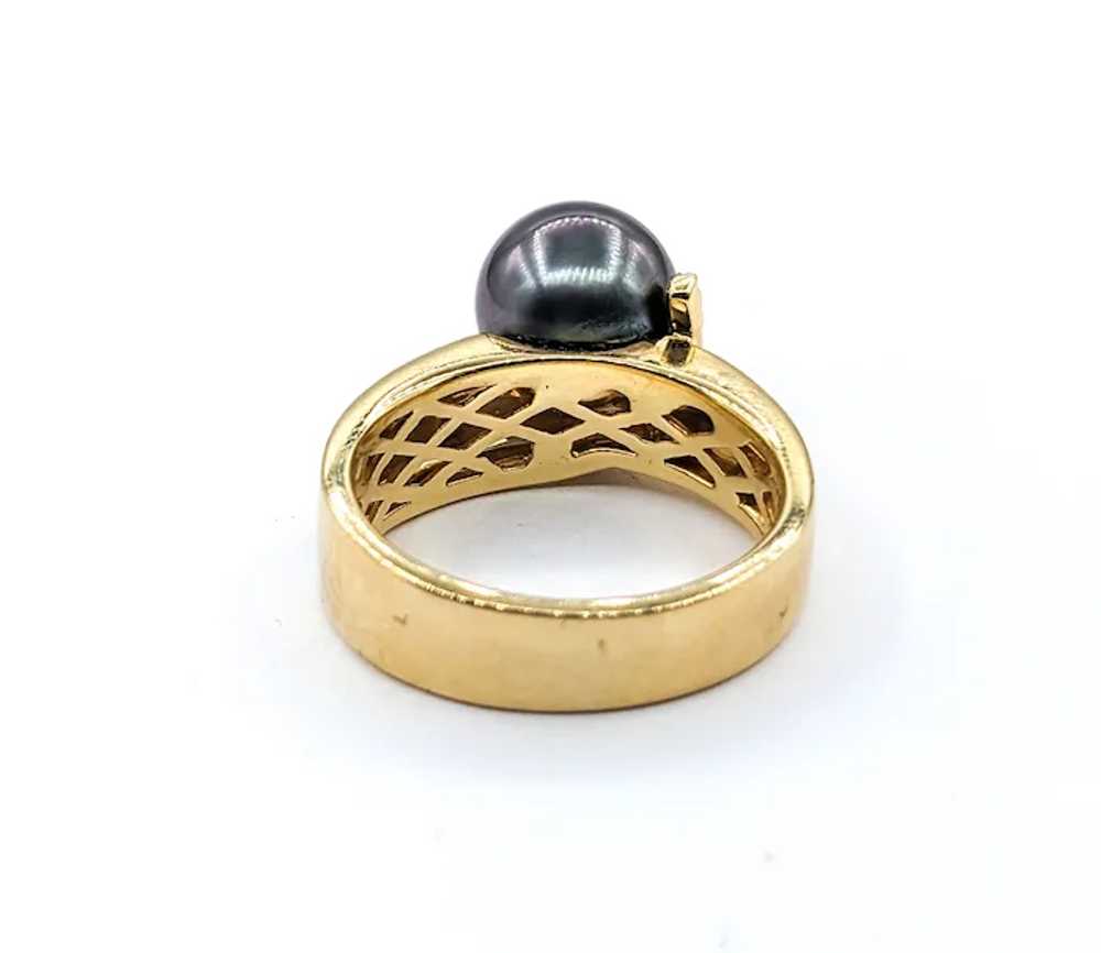 Tahitian Pearl & Diamond Ring In Yellow Gold - image 3