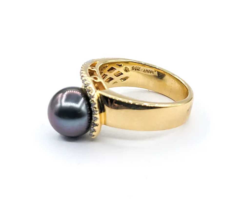 Tahitian Pearl & Diamond Ring In Yellow Gold - image 4