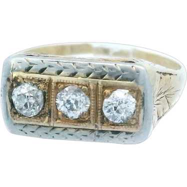 1925 Art Deco 14k Yellow and White Gold Two Tone … - image 1