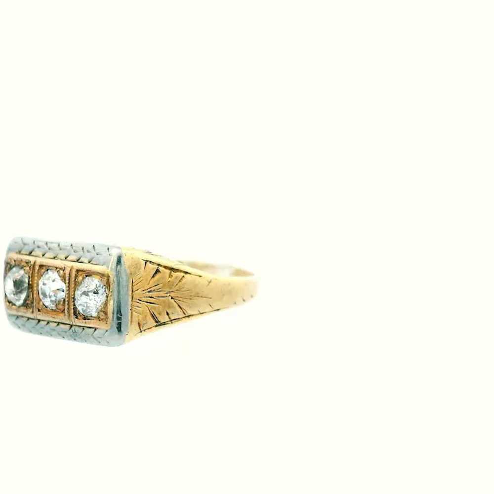 1925 Art Deco 14k Yellow and White Gold Two Tone … - image 4