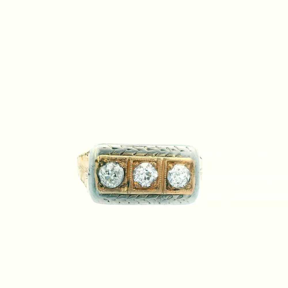 1925 Art Deco 14k Yellow and White Gold Two Tone … - image 6