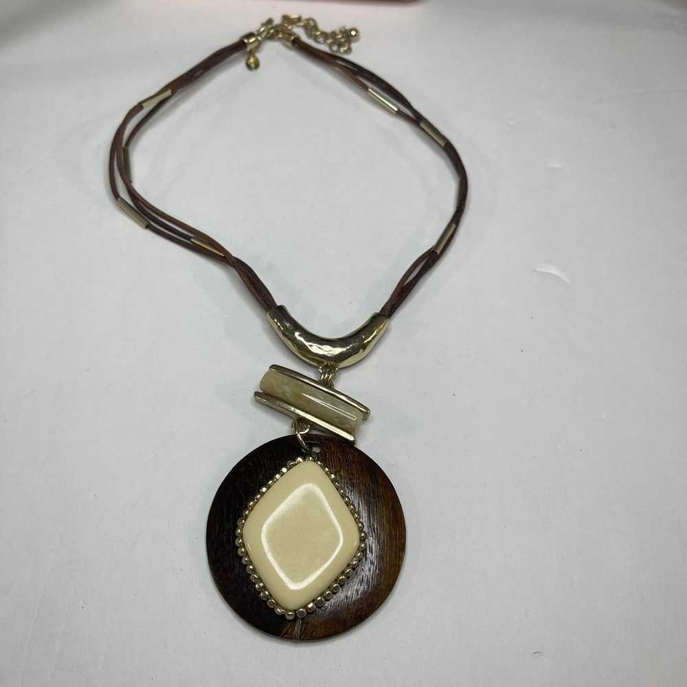 Chico's necklace signed jewelry Long chunky penda… - image 2