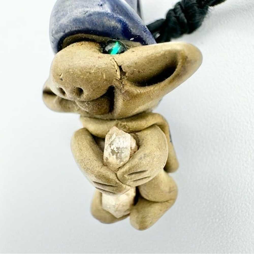 Vintage Baby Troll Clay Crystal Pendant Necklace - image 3