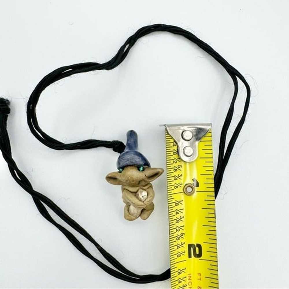 Vintage Baby Troll Clay Crystal Pendant Necklace - image 7