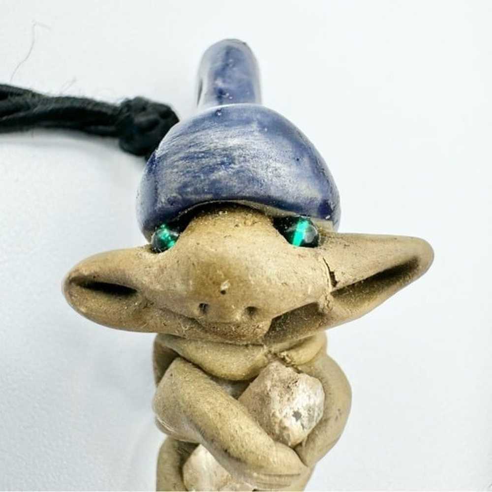 Vintage Baby Troll Clay Crystal Pendant Necklace - image 8