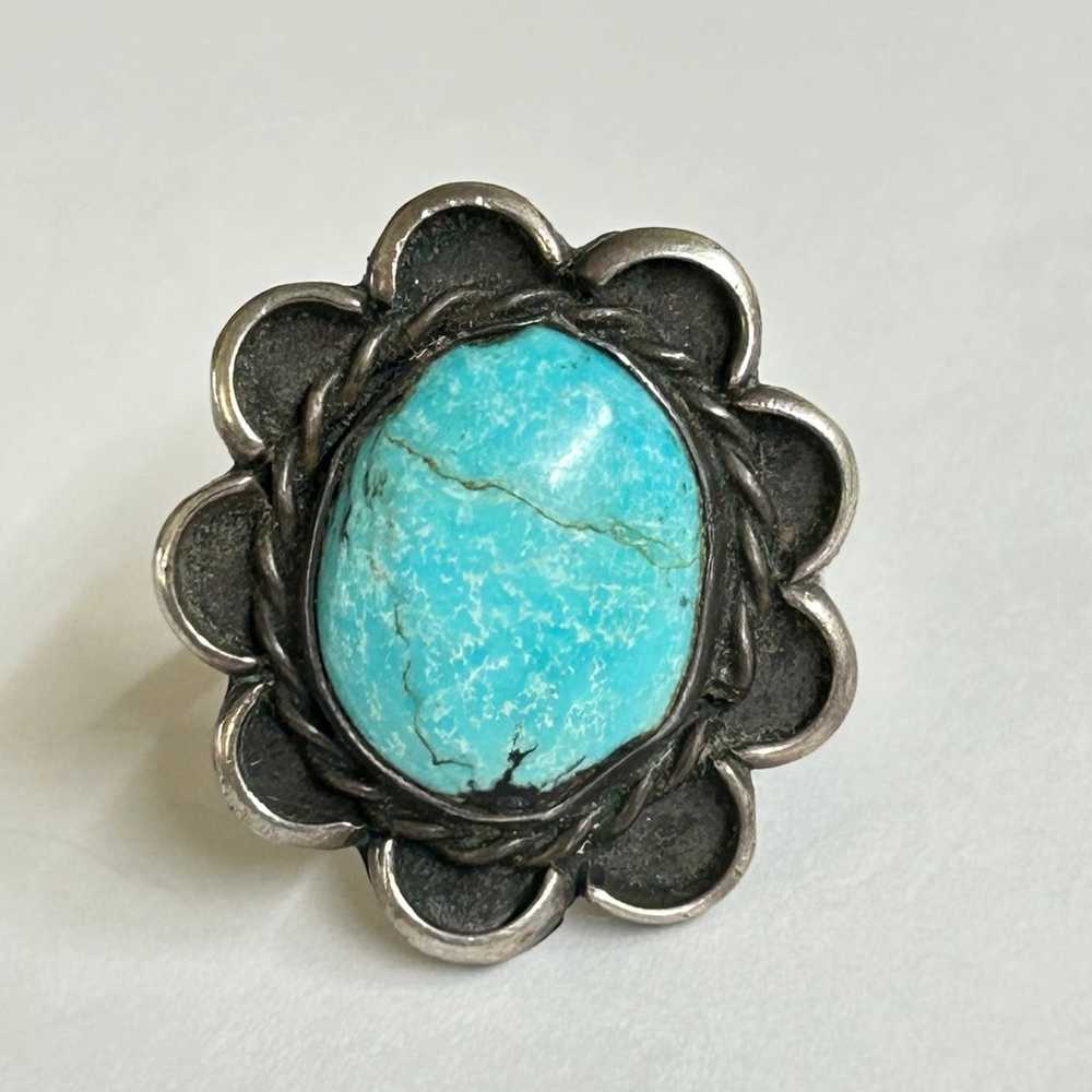 Turquoise Ring Sterling Silver - Size 9 - image 2