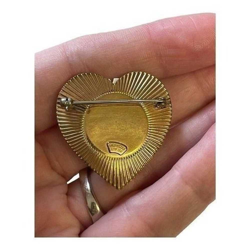 Vintage 12k 1/20 Gold Filled Heart Flower Brooch - image 10