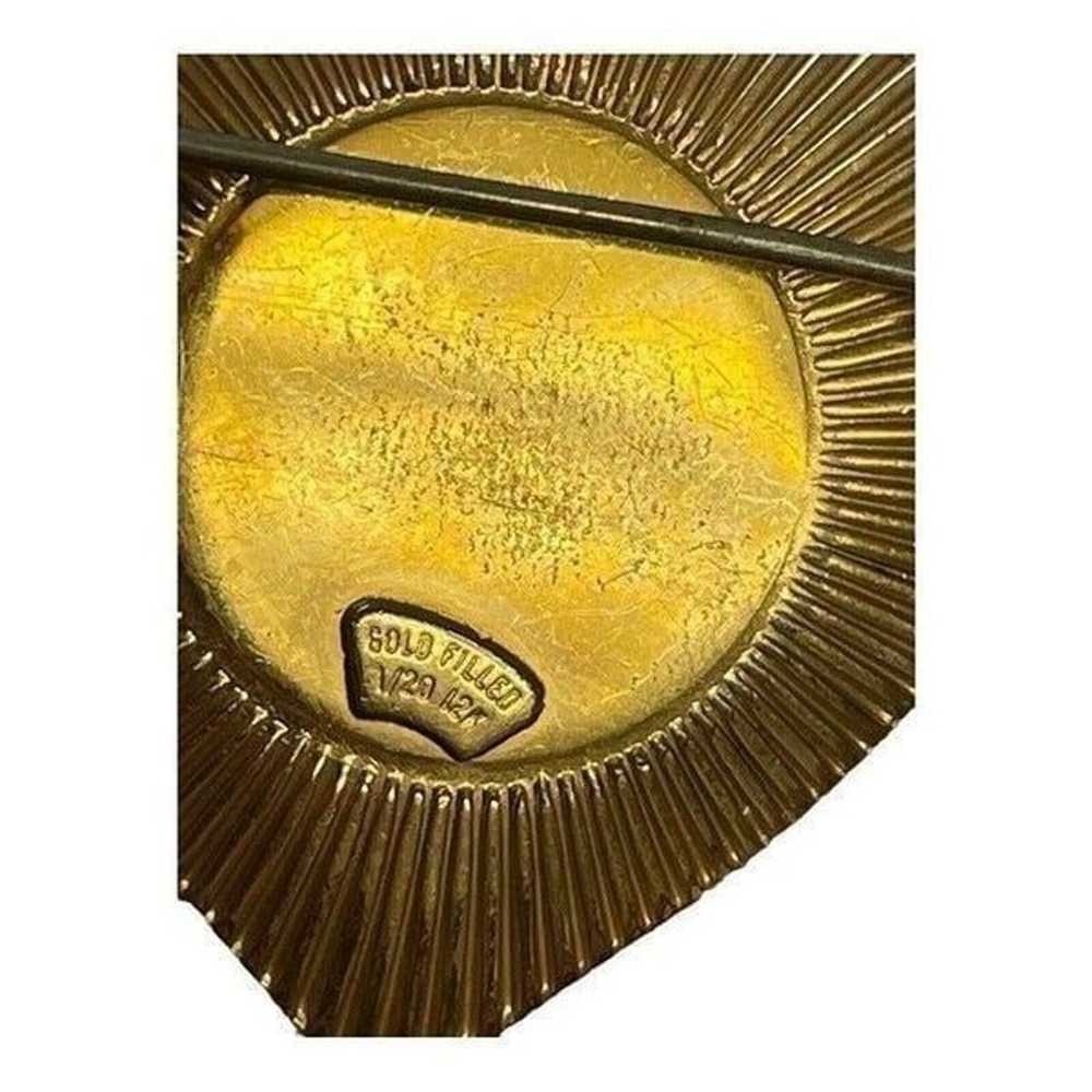Vintage 12k 1/20 Gold Filled Heart Flower Brooch - image 9