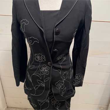 Moschino two piece black floral dress & jacket set