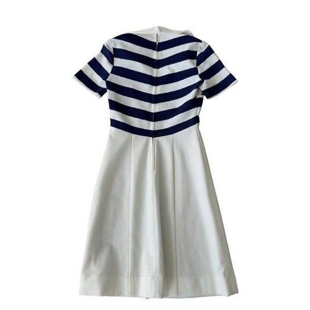 Nelly Don 50s Midi Dress White / Navy Blue Strip … - image 2