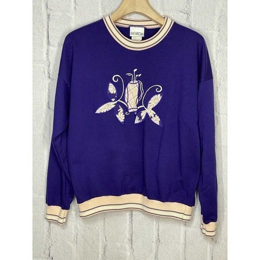 Vintage Marcia 80s 90s Womens Sweatshirt Purple E… - image 1