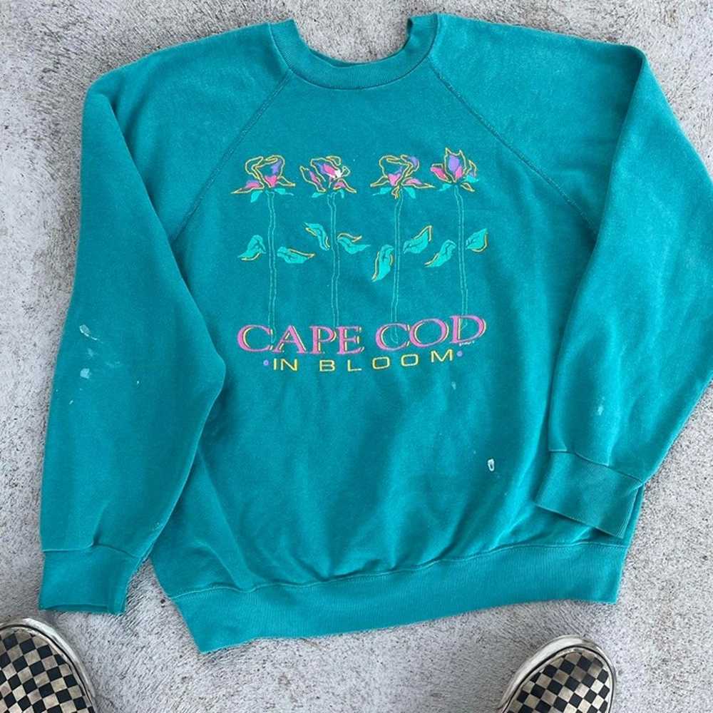 80s Vintage Cape Cod Crewneck Sweatshirt Flower P… - image 2