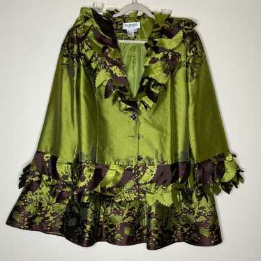 Nubiano NY Set Green  Ruffle Blazer Jacket Button… - image 1