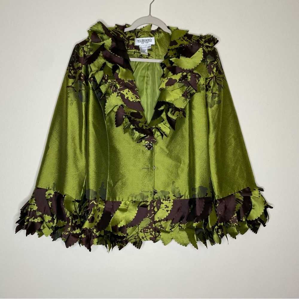 Nubiano NY Set Green  Ruffle Blazer Jacket Button… - image 2