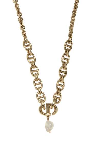 Gold CD Faux Peal Necklace