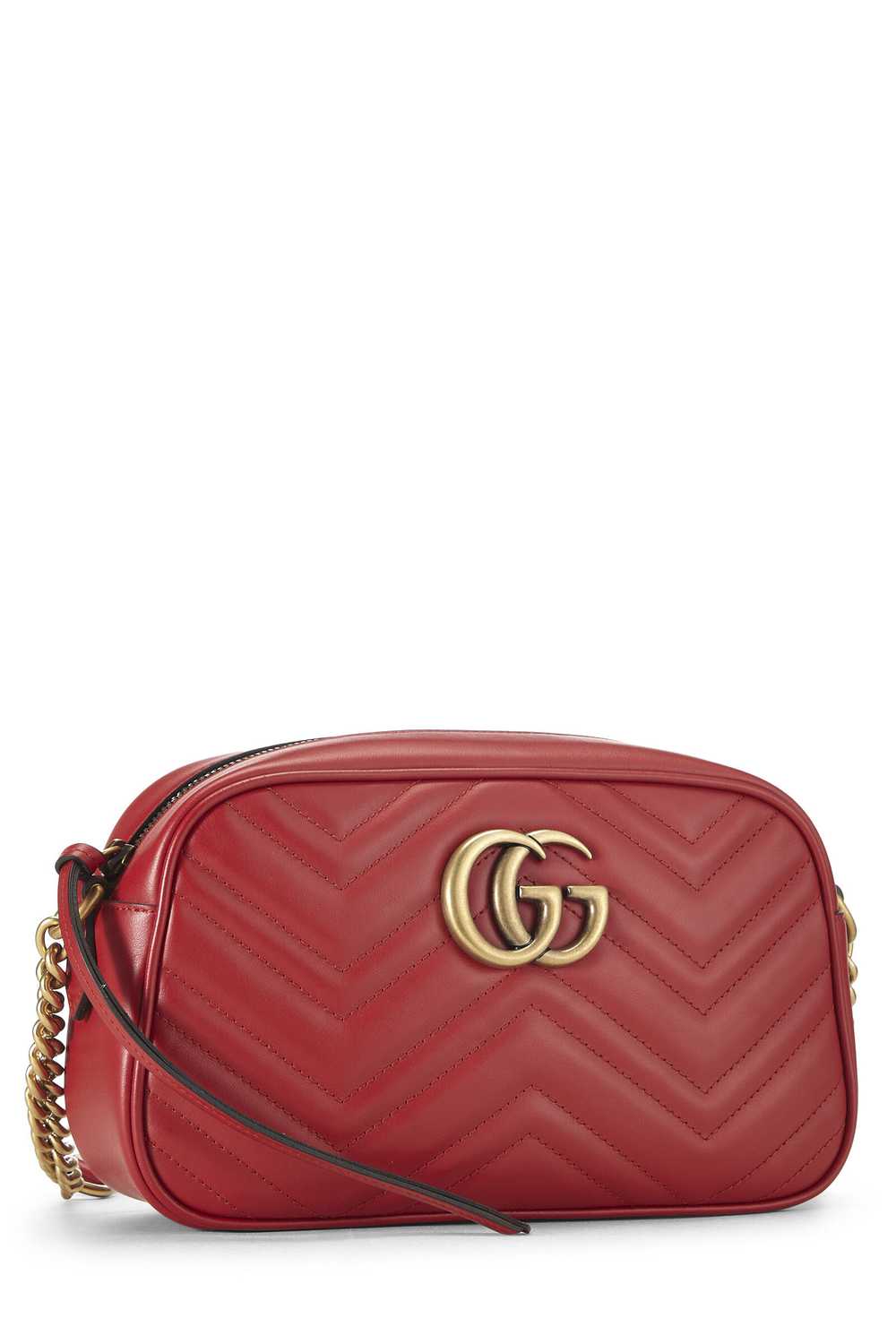 Red Leather GG Marmont Crossbody Bag Small - image 2