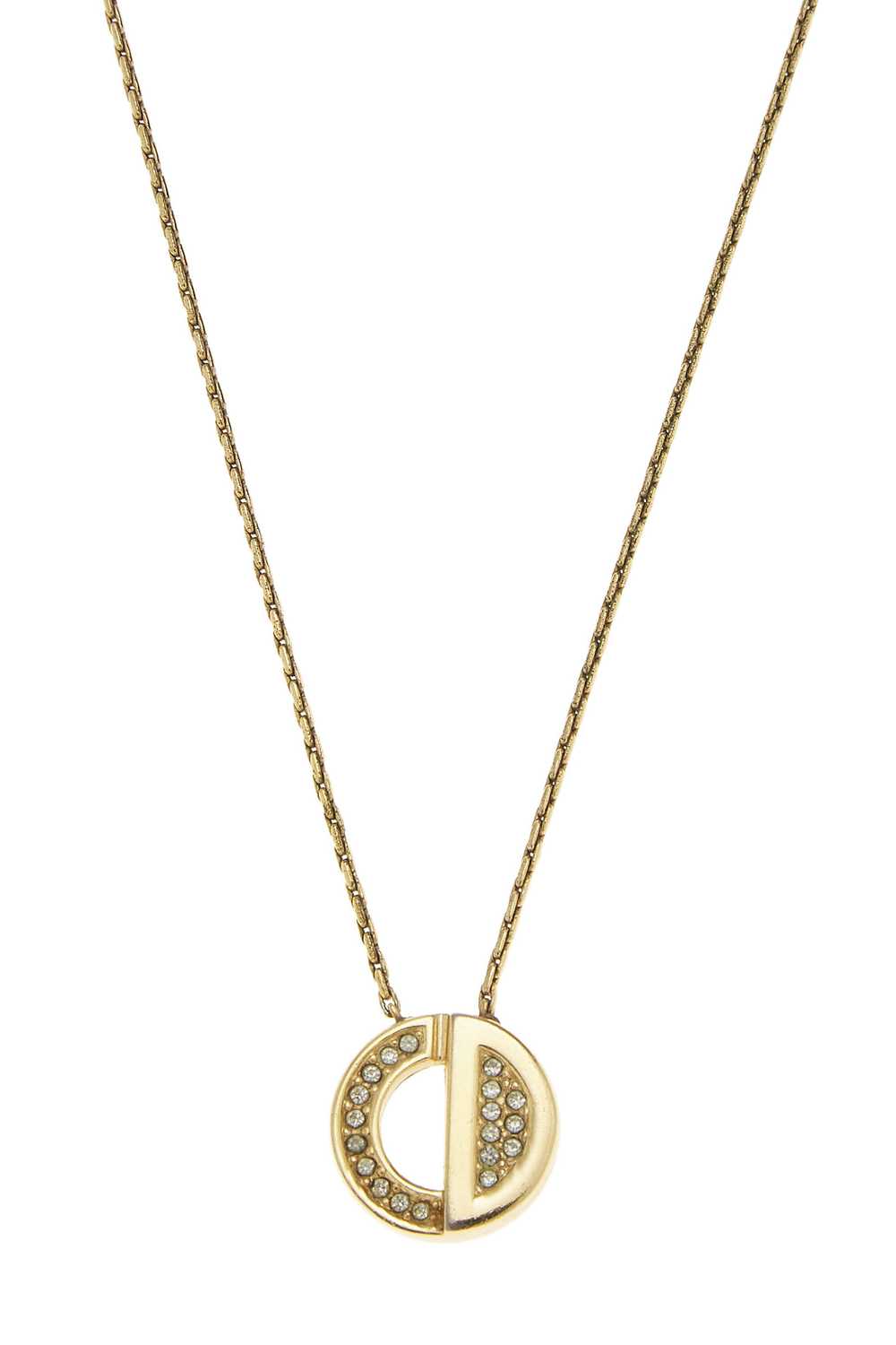 Gold & Crystal 'CD' Logo Necklace - image 2