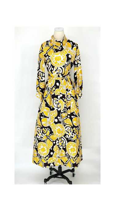 1970 Lounge Craft Quilted Hostess Maxi Dress - image 1