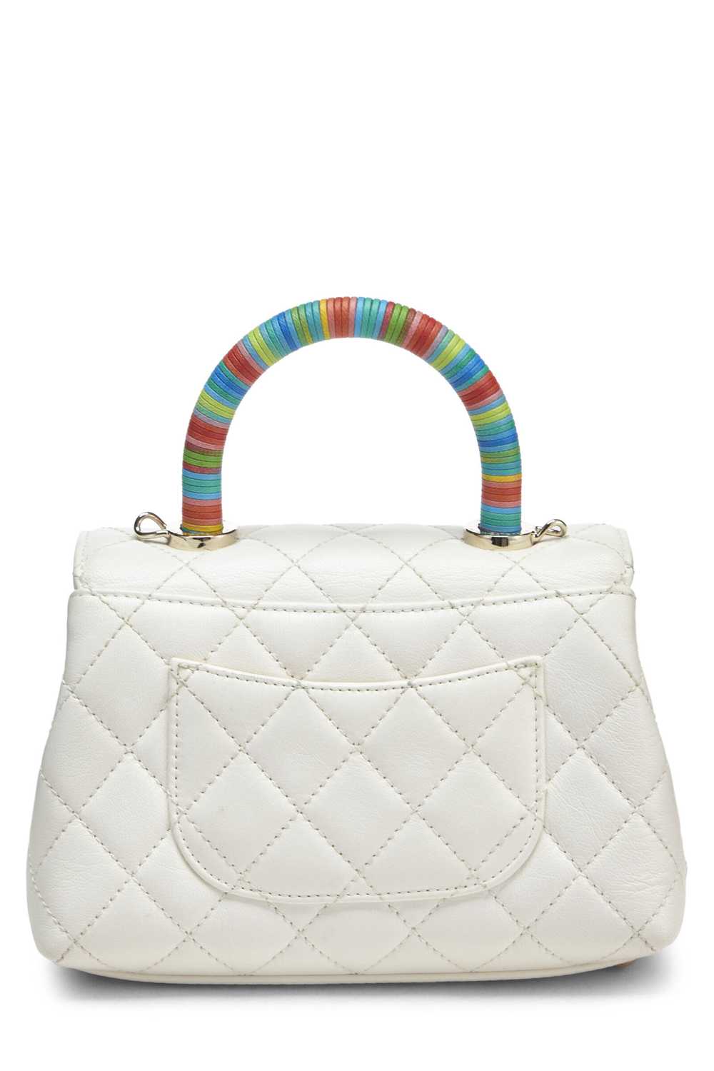 White Quilted Lambskin Rainbow Coco Handle Bag Mi… - image 6