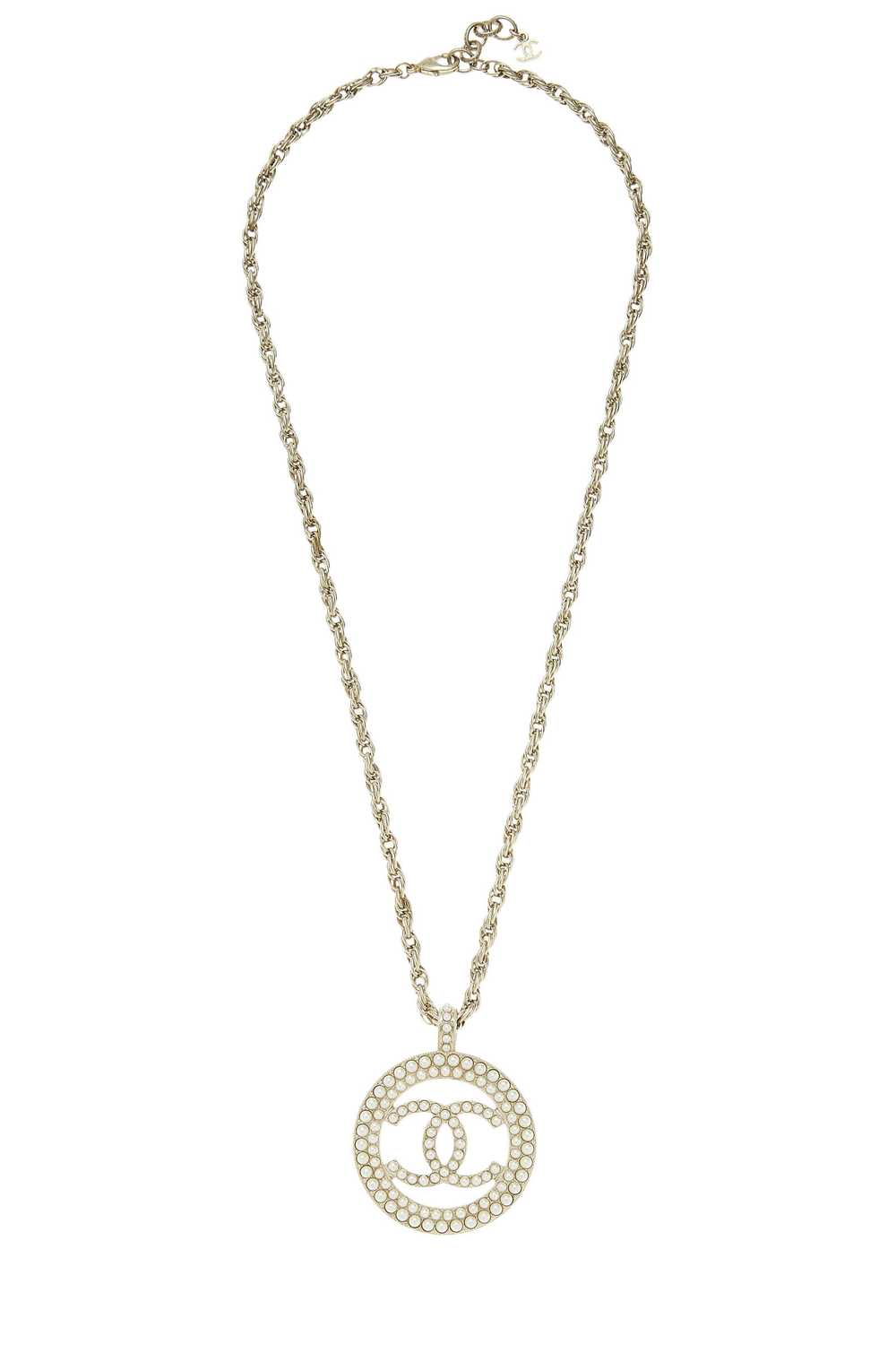 Gold & White Faux Pearl 'CC' Necklace - image 1