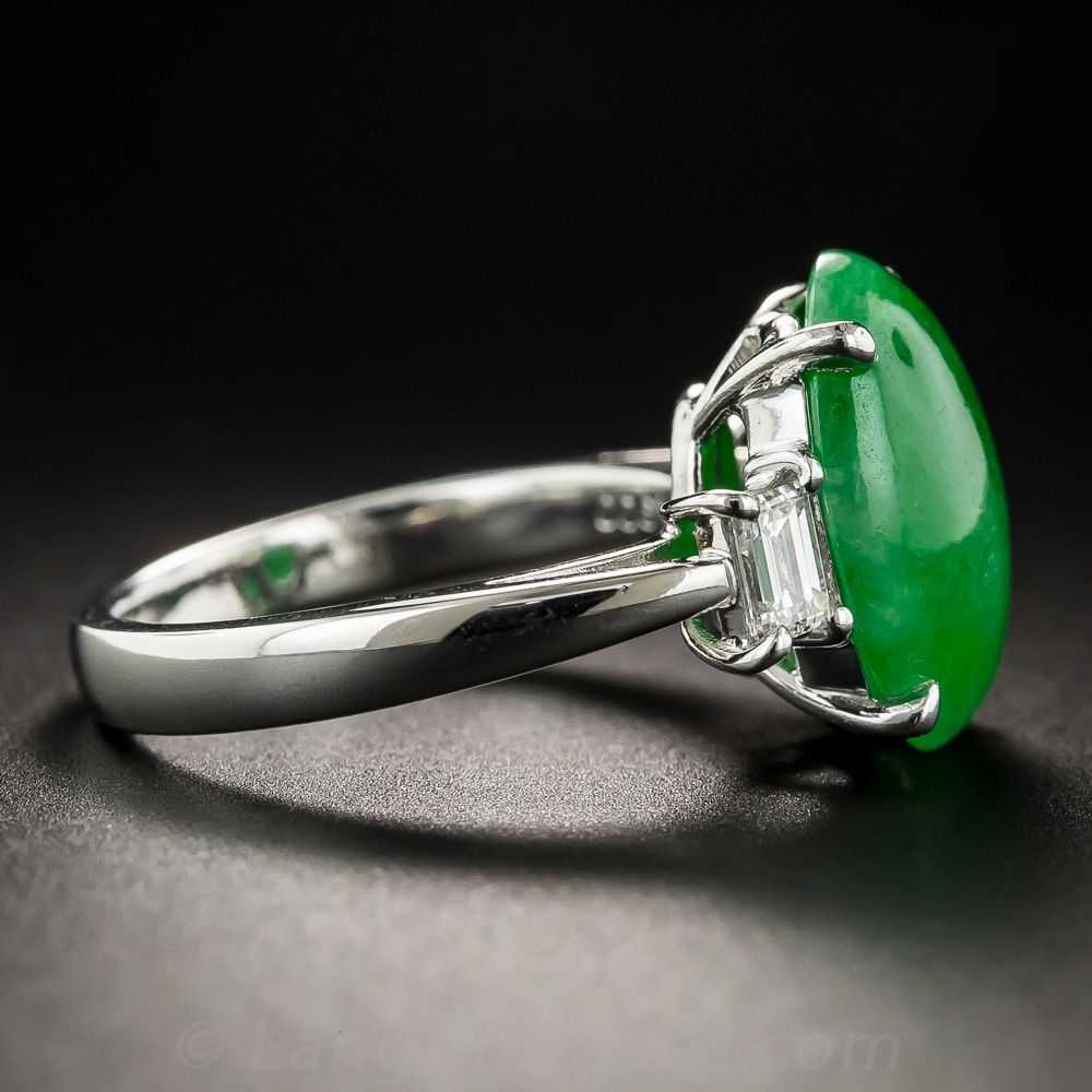 Fine Natural Burma Jade and Diamond Ring - image 3