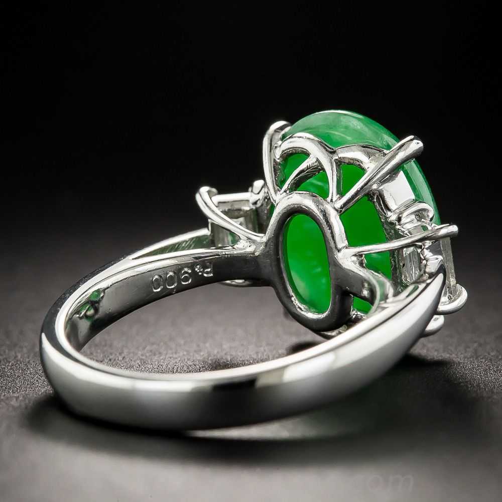 Fine Natural Burma Jade and Diamond Ring - image 4