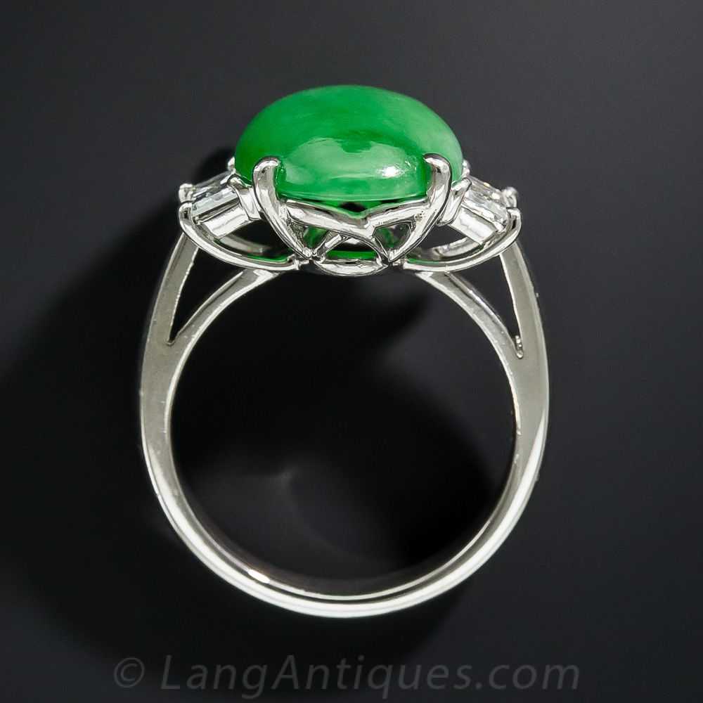 Fine Natural Burma Jade and Diamond Ring - image 5