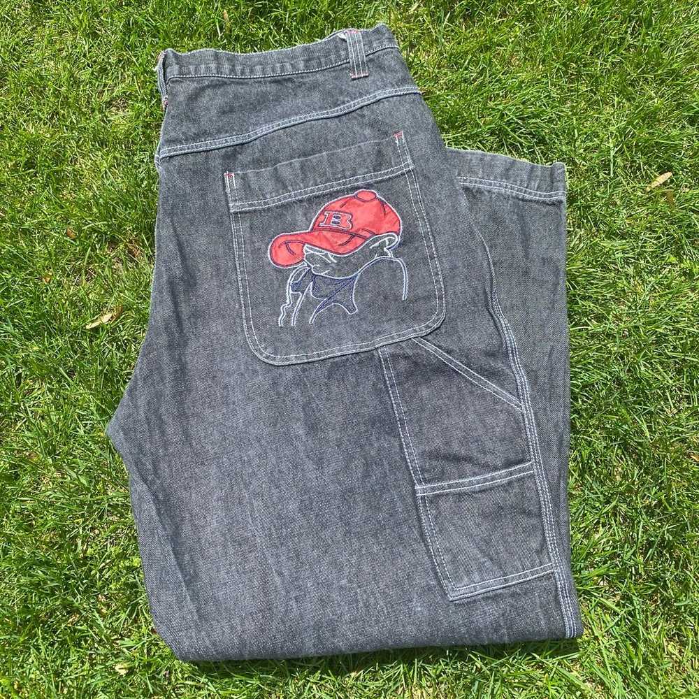 Vintage Embroidered Wide Leg Carpenter Jeans - image 5