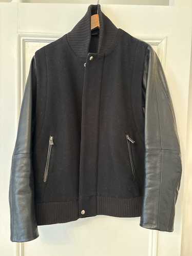 Shipley and Halmos Black leather and wool varsity…