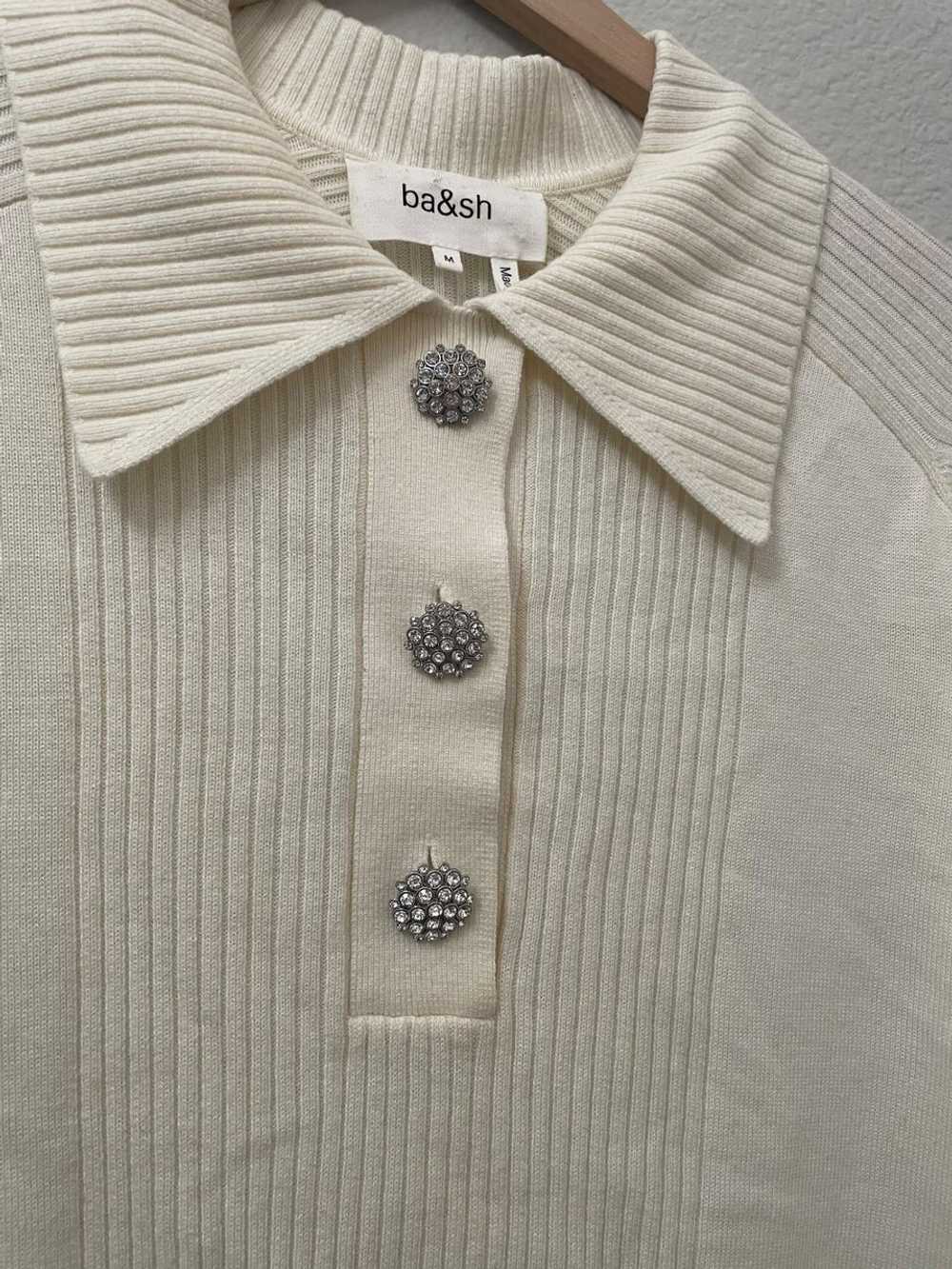 Ba&Sh Cream knit blouse with crystal buttons (M) … - image 3
