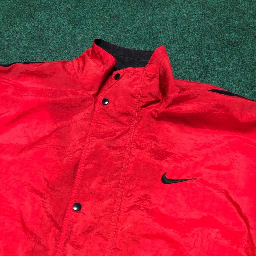 Vintage 90s Nike Windbreaker Jacket Red Mens L Li… - image 7