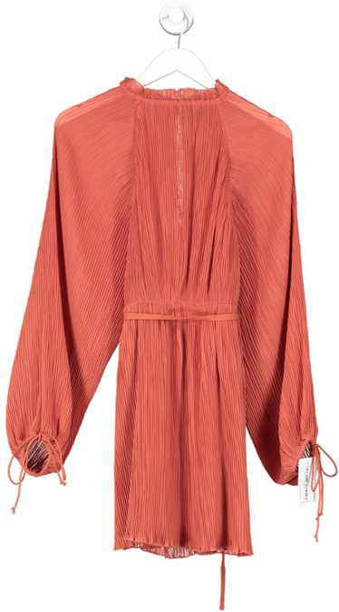 ASOS Orange High Neck Plisse Mini Dress With Tie … - image 1