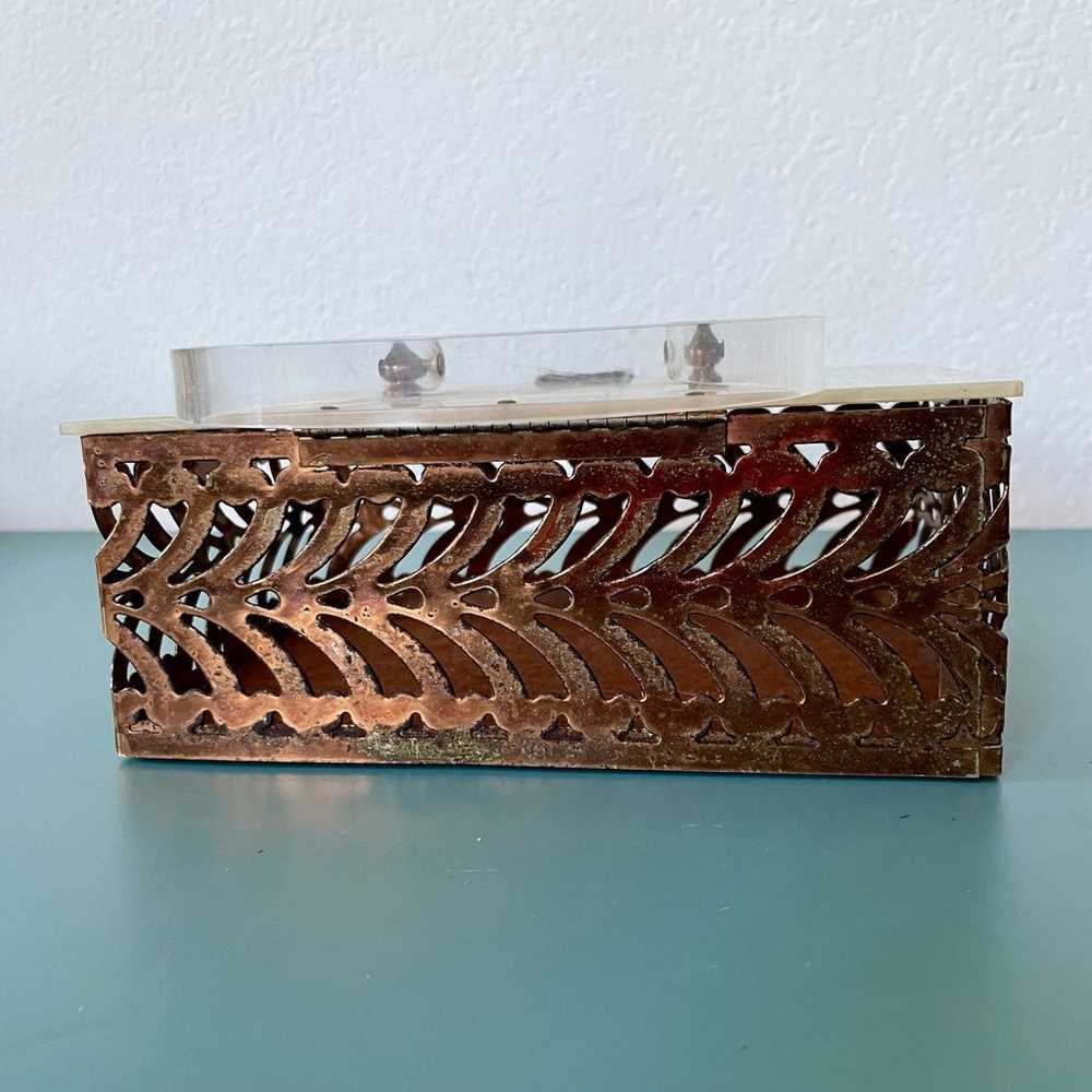 Vintage Brass Filigree Box Purse with Lucite Hand… - image 10