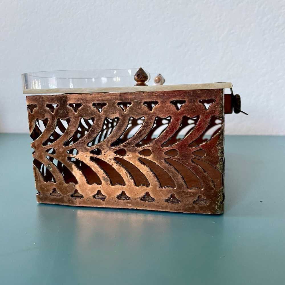 Vintage Brass Filigree Box Purse with Lucite Hand… - image 11